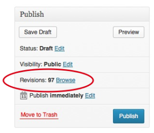 Getting to the revisions screen is easier than ever with a new link in the Publish meta box.